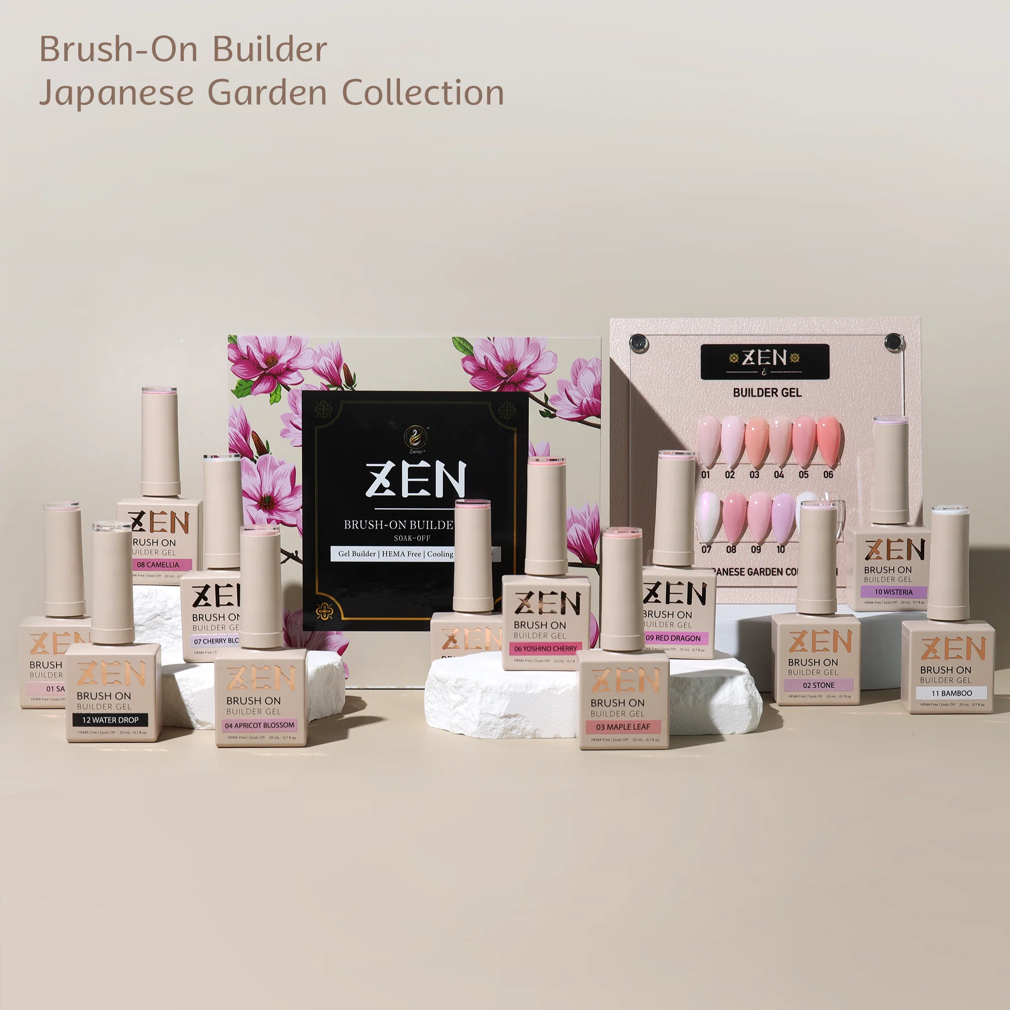 KaZen Brush On Builder Gel Set - Japanese Garden #1-12 - WS