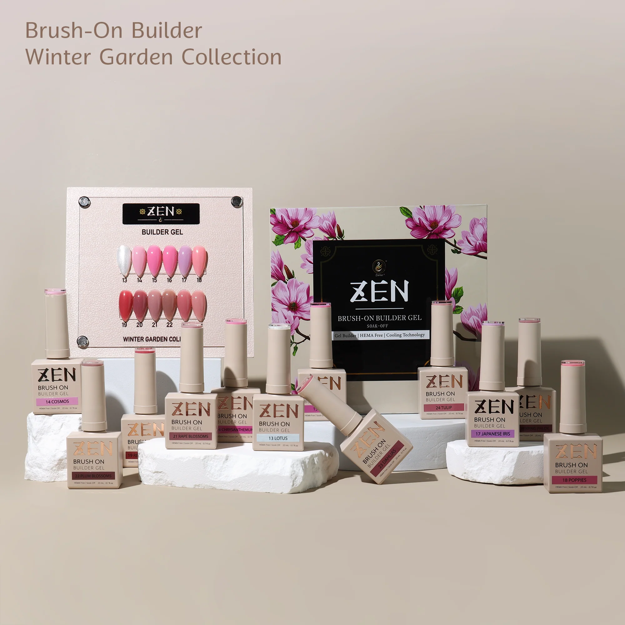 KaZen Brush On Builder Gel Set - Winter Garden #13-24 - WS